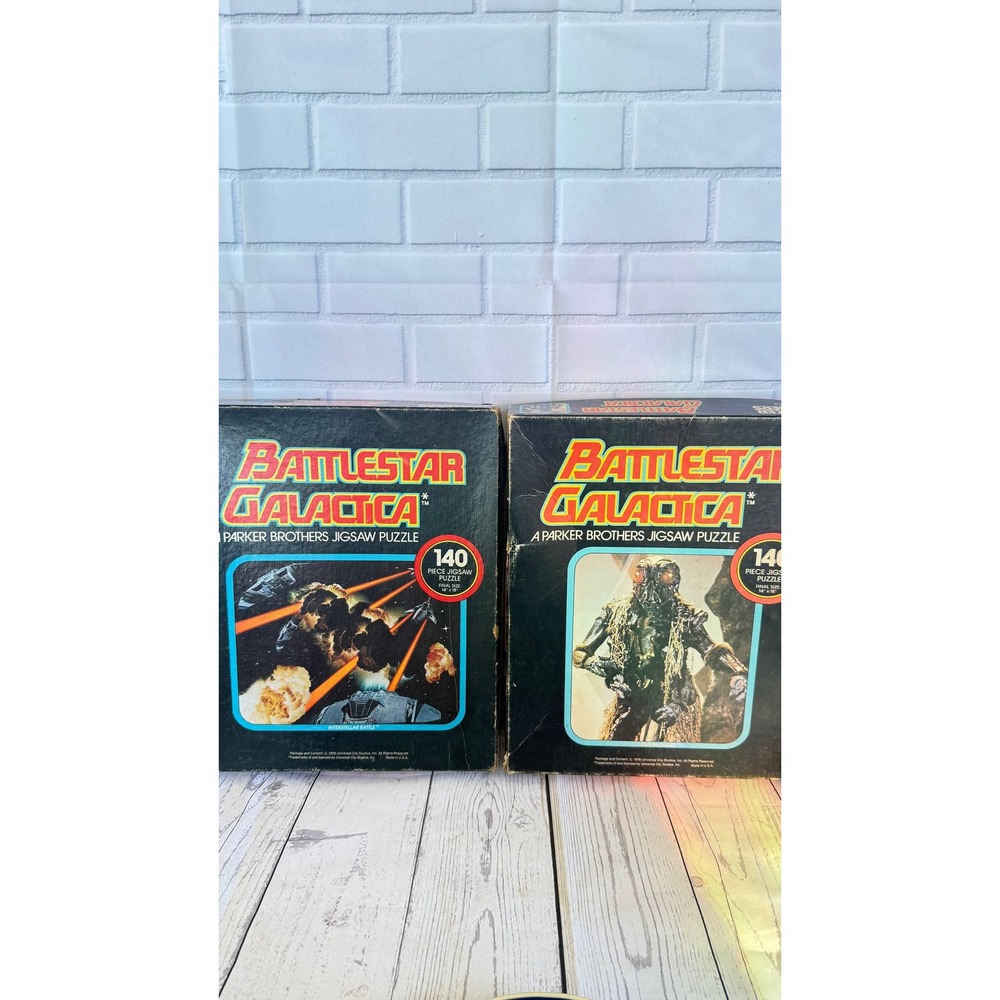 Vintage 1978 Battlestar Galactica Parker Brothers Jigsaw Puzzles Set of 2 140pc